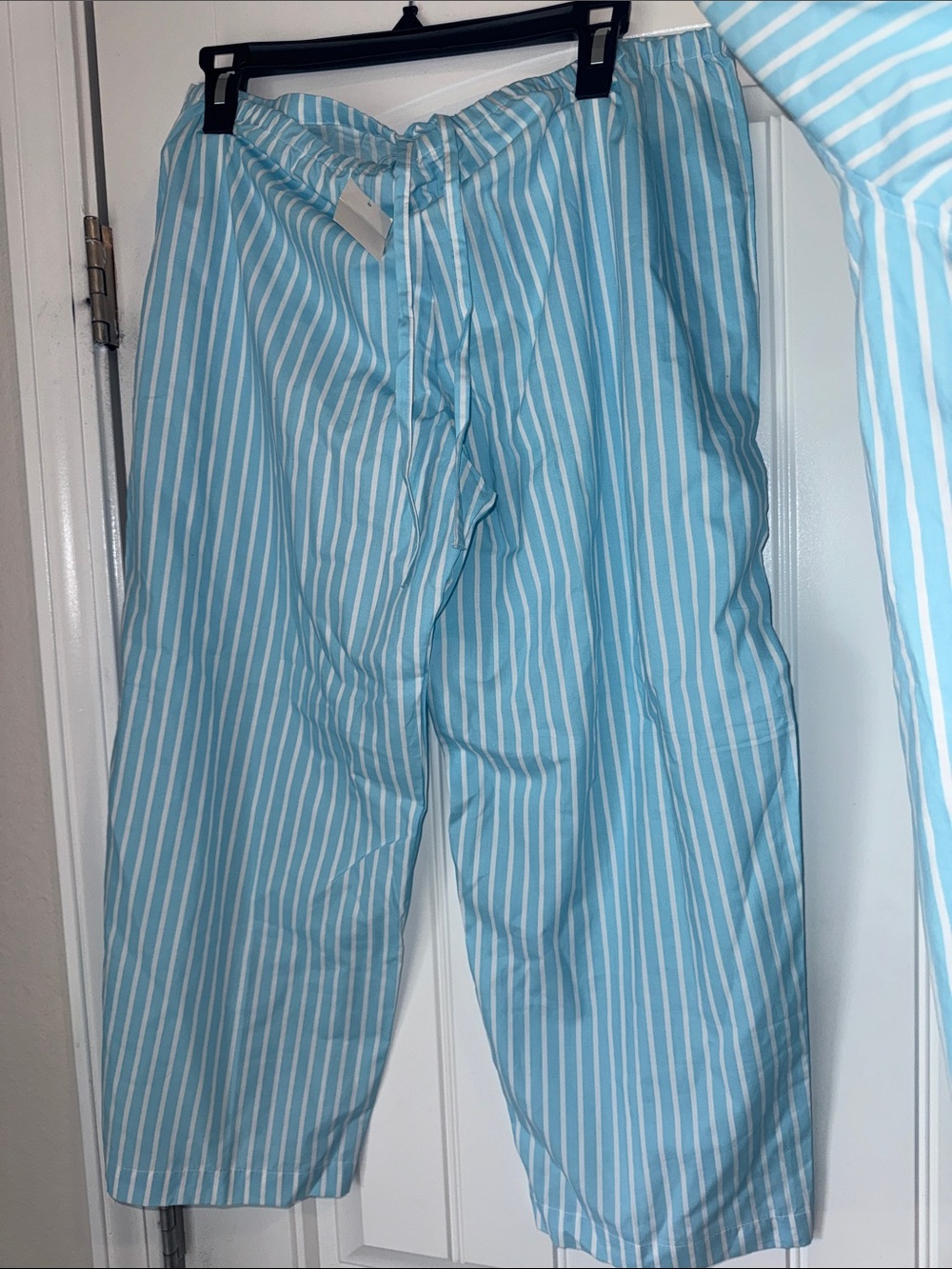 Lauren Ralph Lauren Striped 100% Cotton Pajama Set Capri Blue Medium - Picture 4 of 12